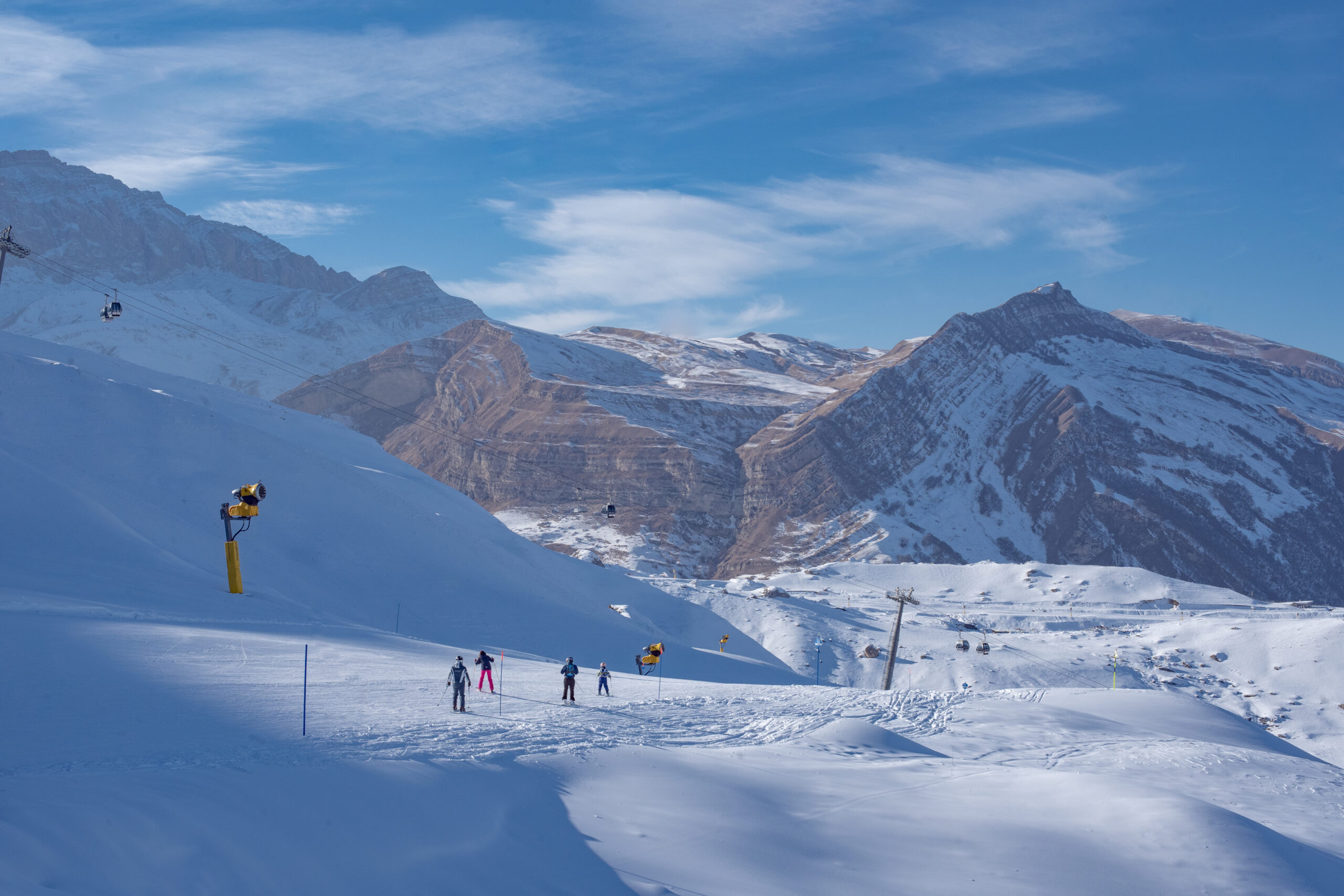 ski resort for winter tourism in mountains